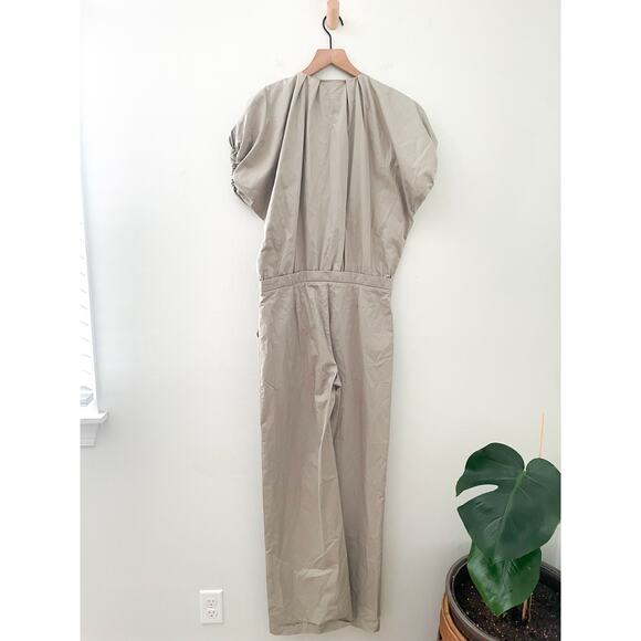 NWT Zara Voluminous Jumpsuit XS Khaki Beige Zip Flight Suit Utility Minimalist - Picture 10 of 12